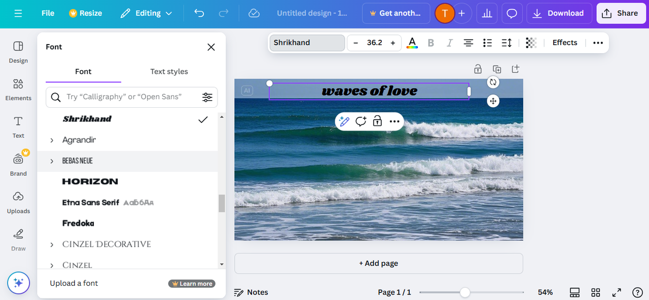 L'interface de Canva