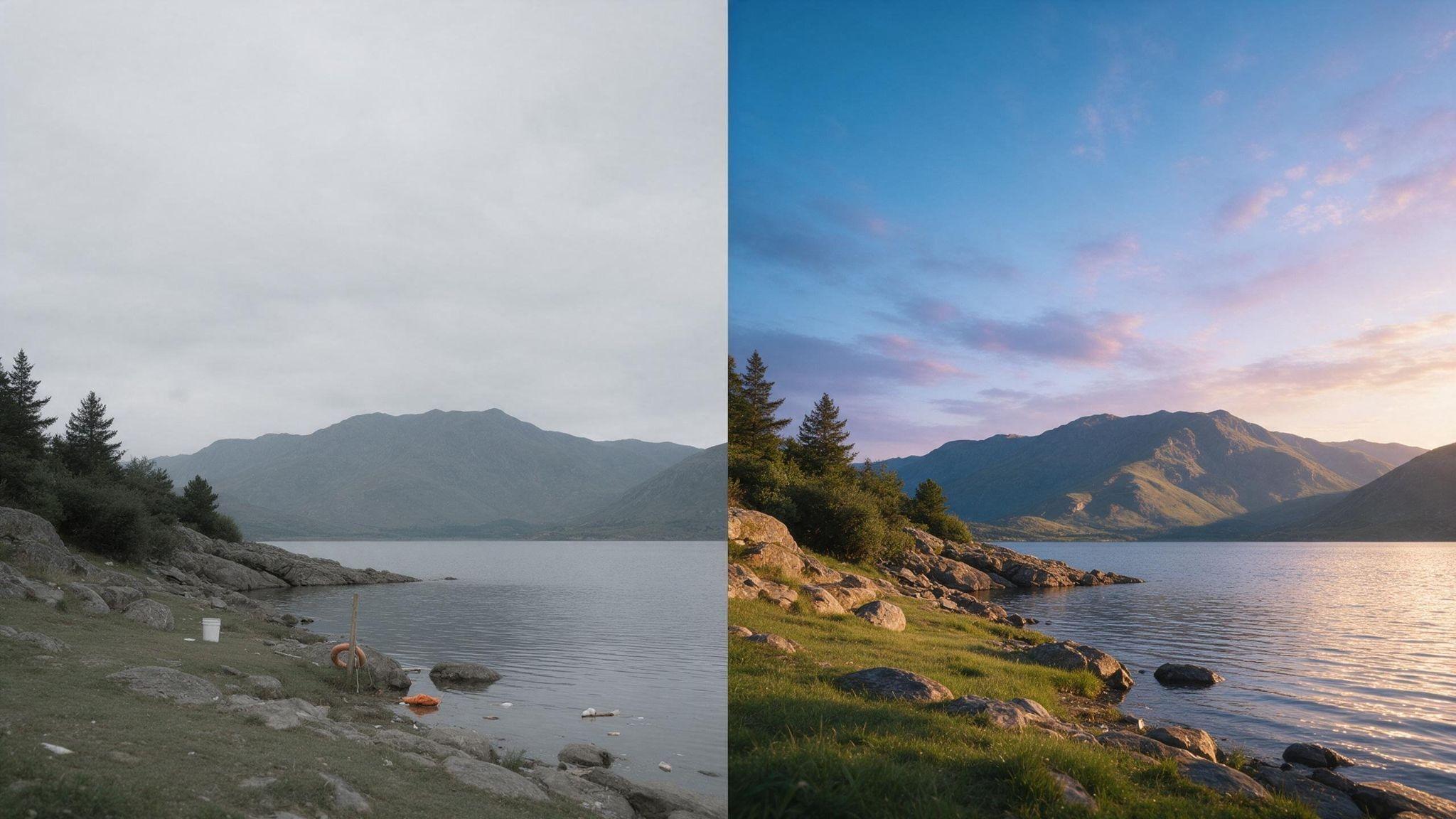 Before and after AI photo edit comparison