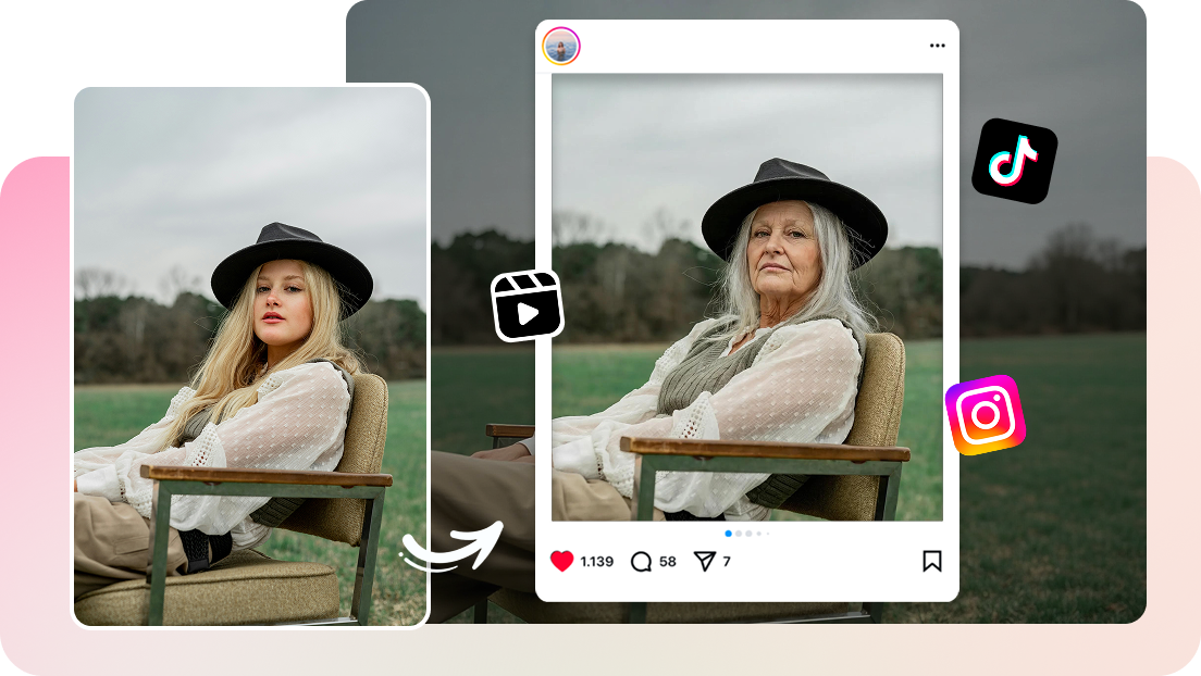 filtru realist de vârstă AI gratuit pentru efecte vechi și tinere
