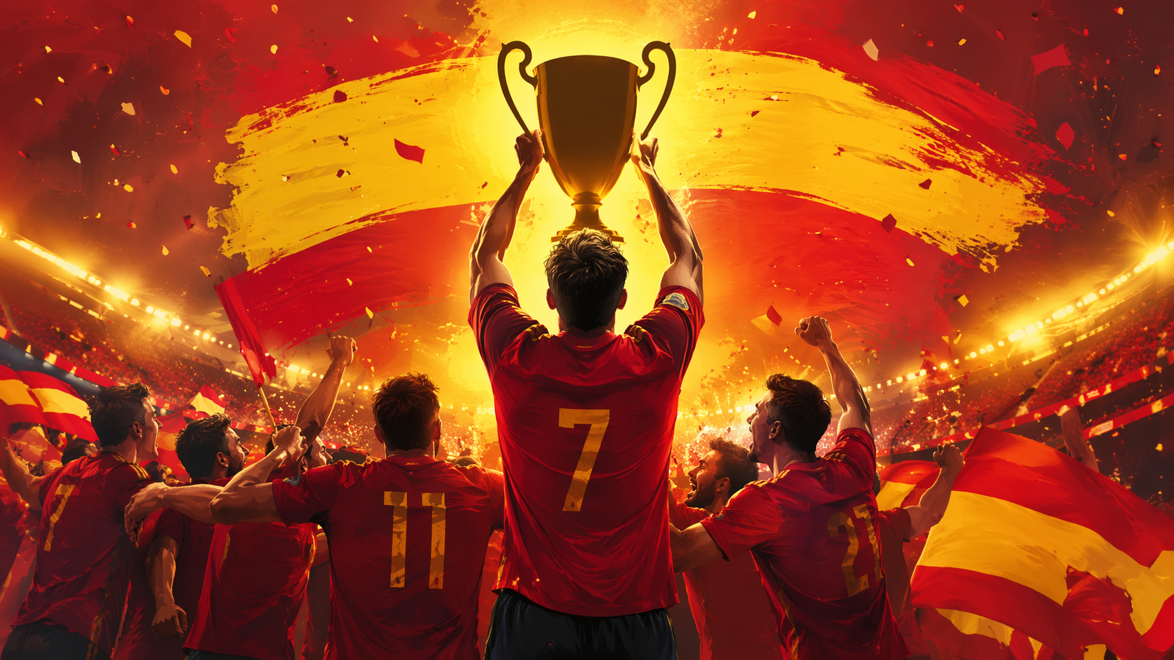 Dreamina Spain Fans Prompts prompt example 4: Celebration Scarf Poster