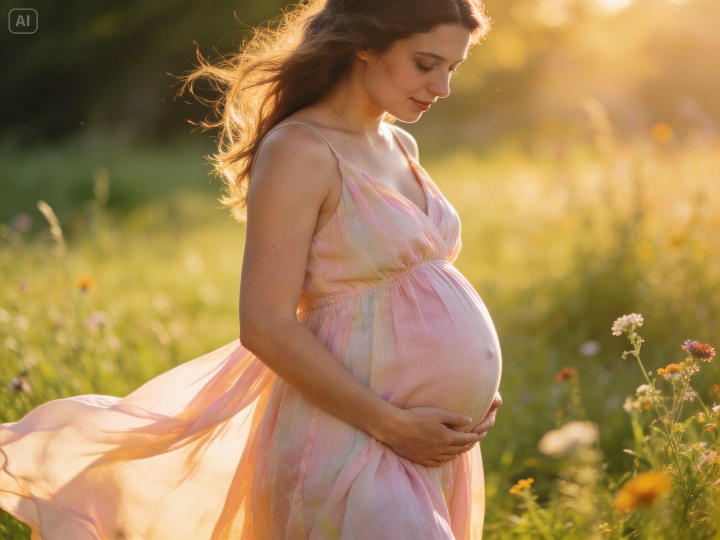 Mag-prompt para sa isang malambot na panlabas na maternity portrait