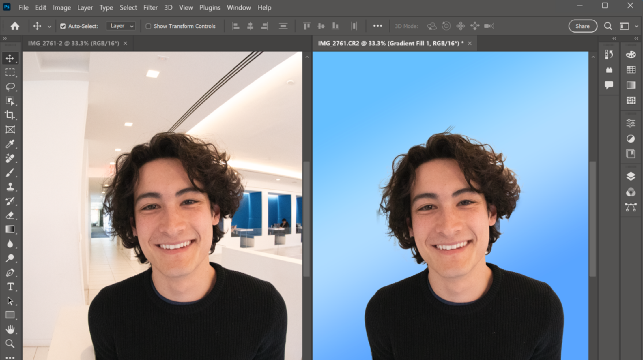 Schnittstelle von Adobe Photoshop - ein professioneller Fotohintergrund-Editor