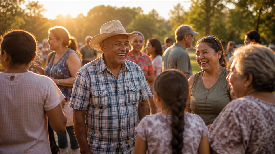 Social Worker Video Golden-hour community gathering