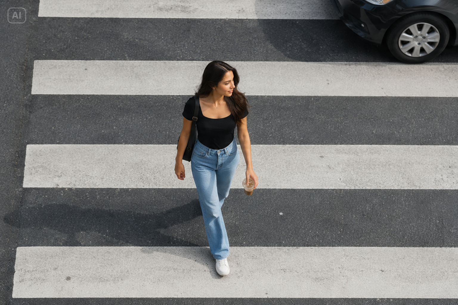 Copy and paste zebra crossing overhead shot prompt