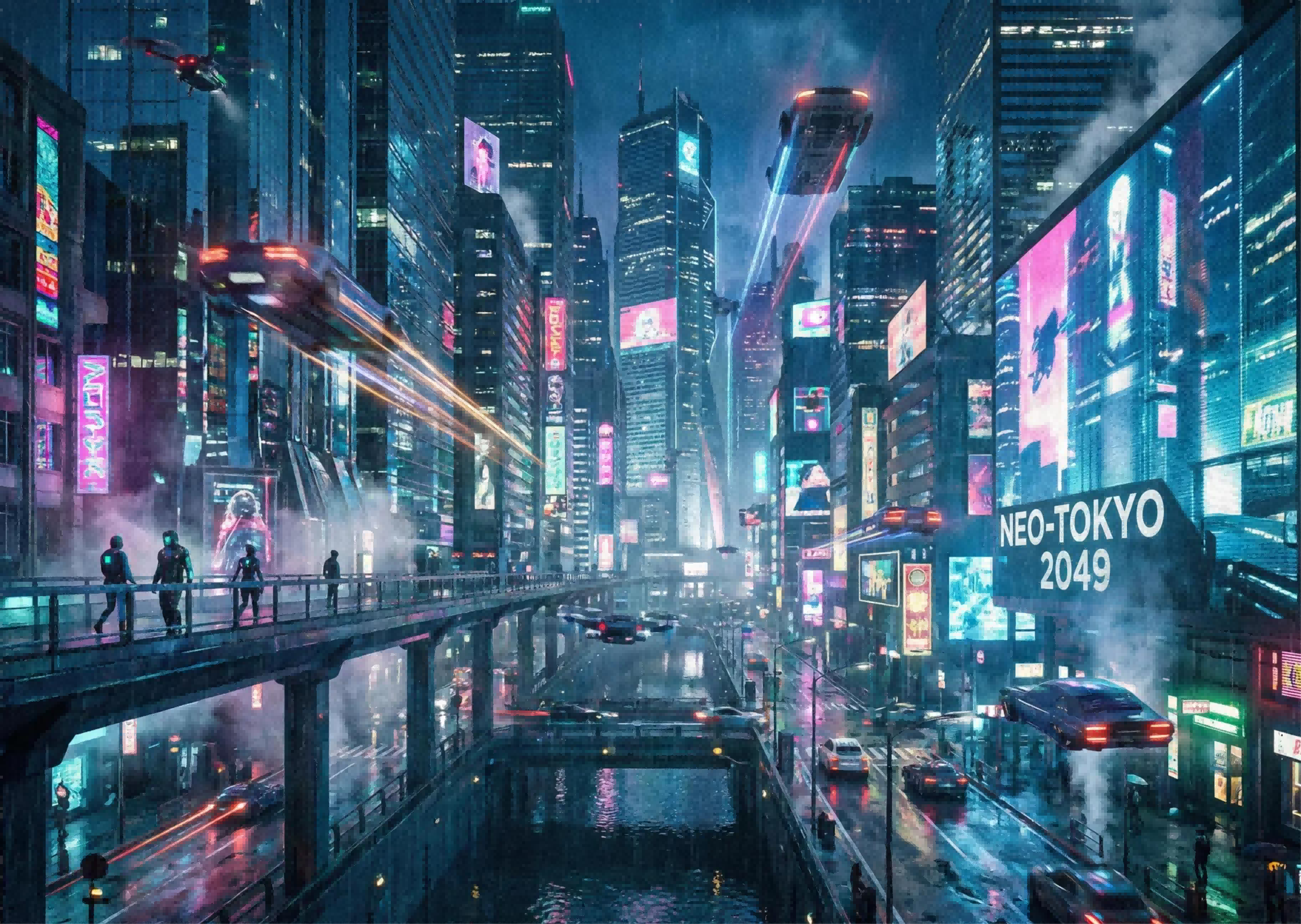 Futurisztikus metropolisz éjszaka