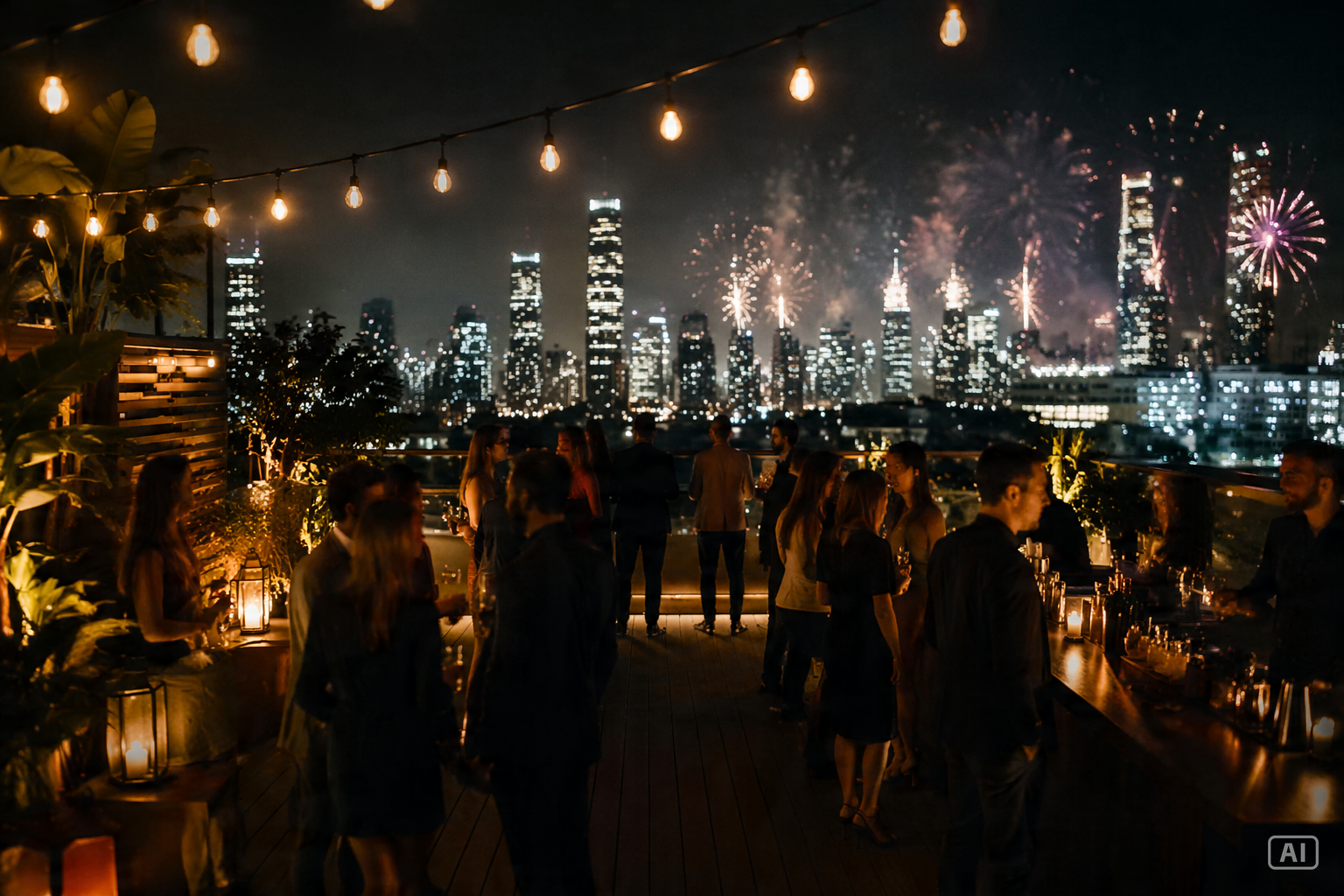 New Year rooftop party image generated by Pippit