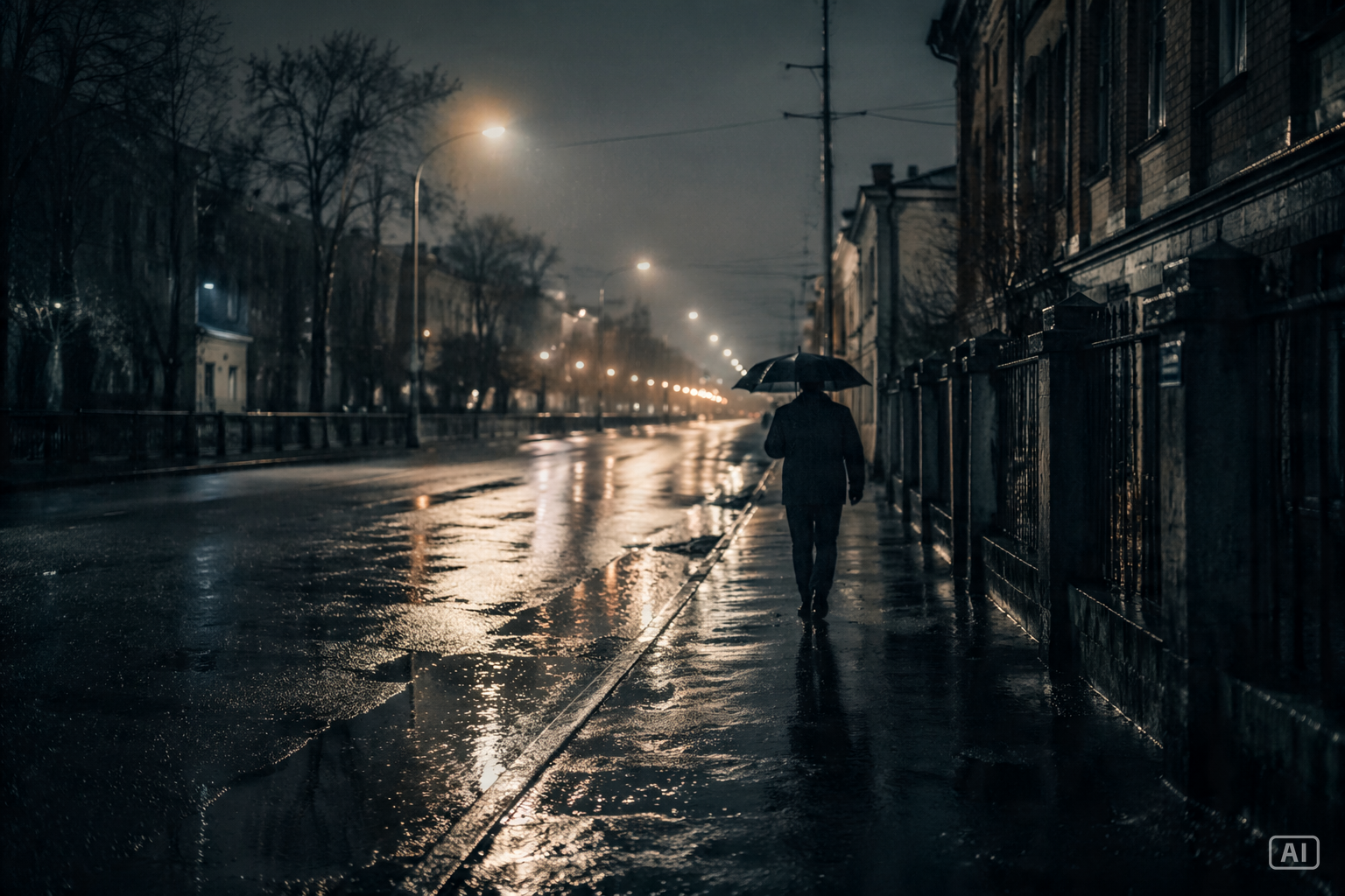 Lone figure in rain aesthetic image generated by Pippit