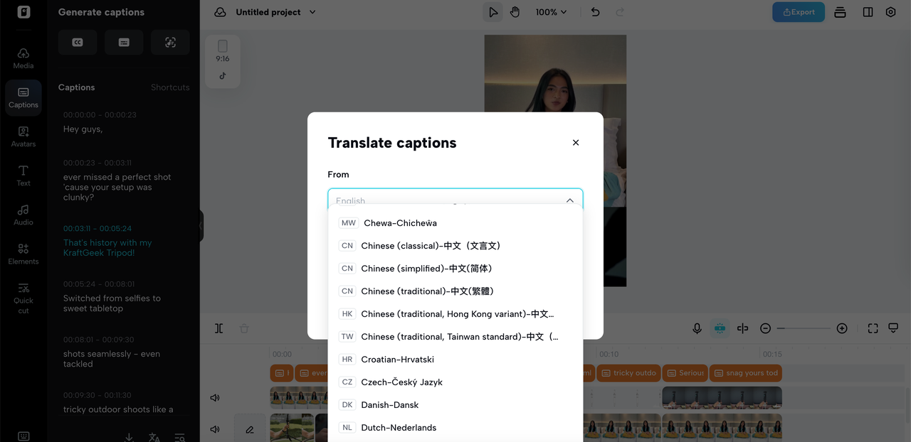 Terjemahan kandungan video AI