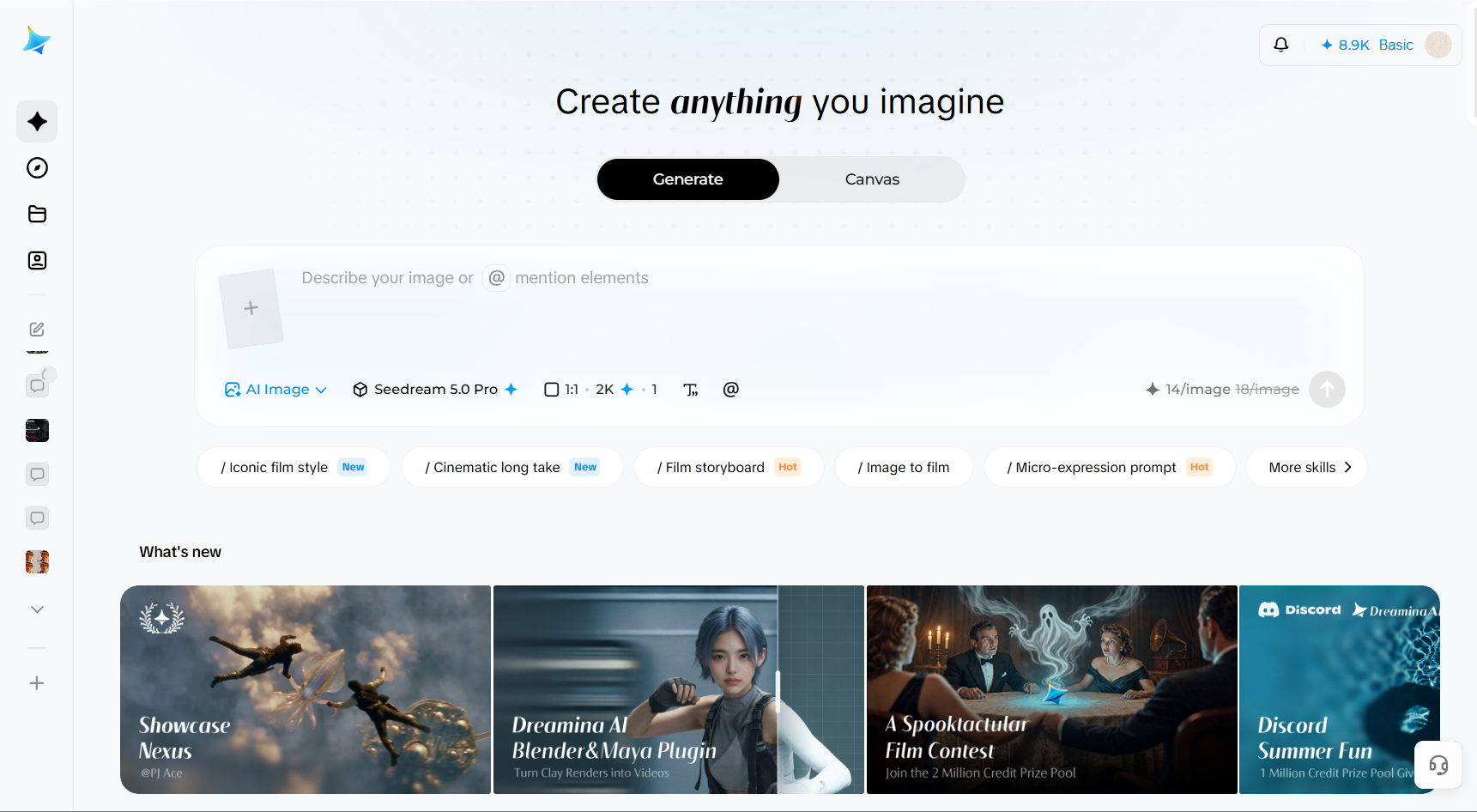 Dreamina interface