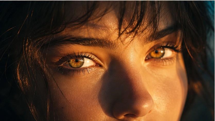 Golden Hour Close-Up Eyes Girl AI Photo example 3