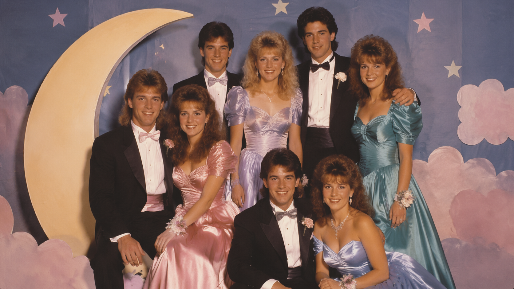 Dreamina 1980s Prom Photo Filter prompt example 3: Satin Flash Photo