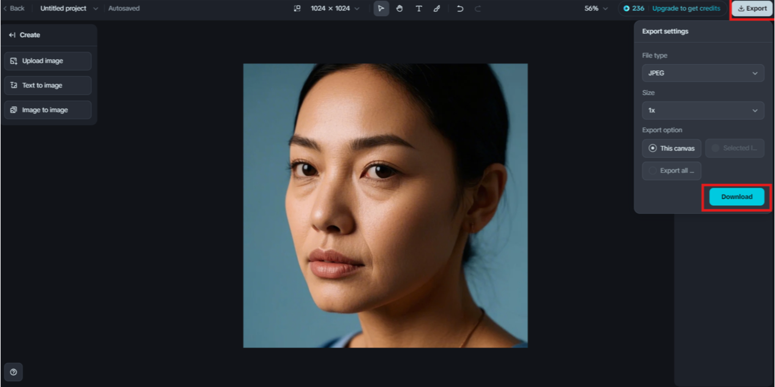 Download your AI enhance photo online