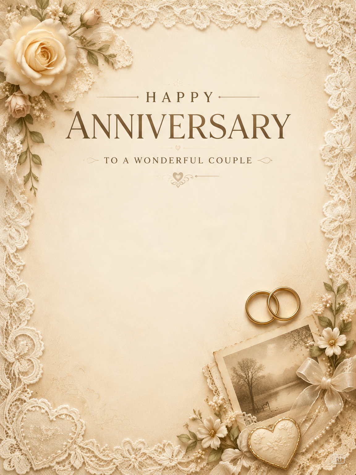 Vintage lace anniversary card generated by Pippit