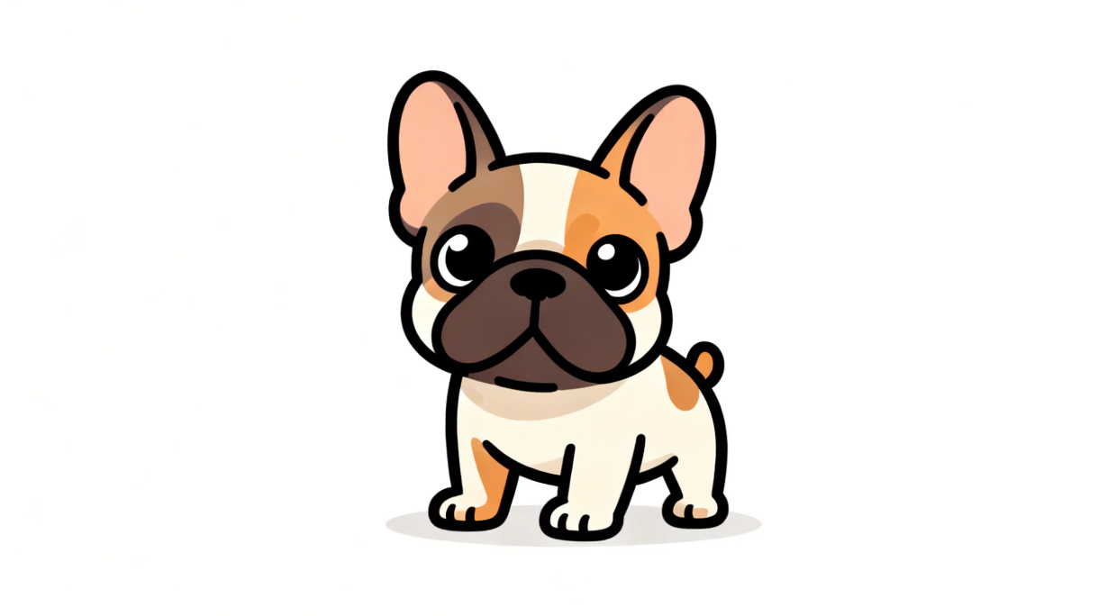 Süßes Cartoon-Logo einer französischen Bulldogge mit verspielten Farben