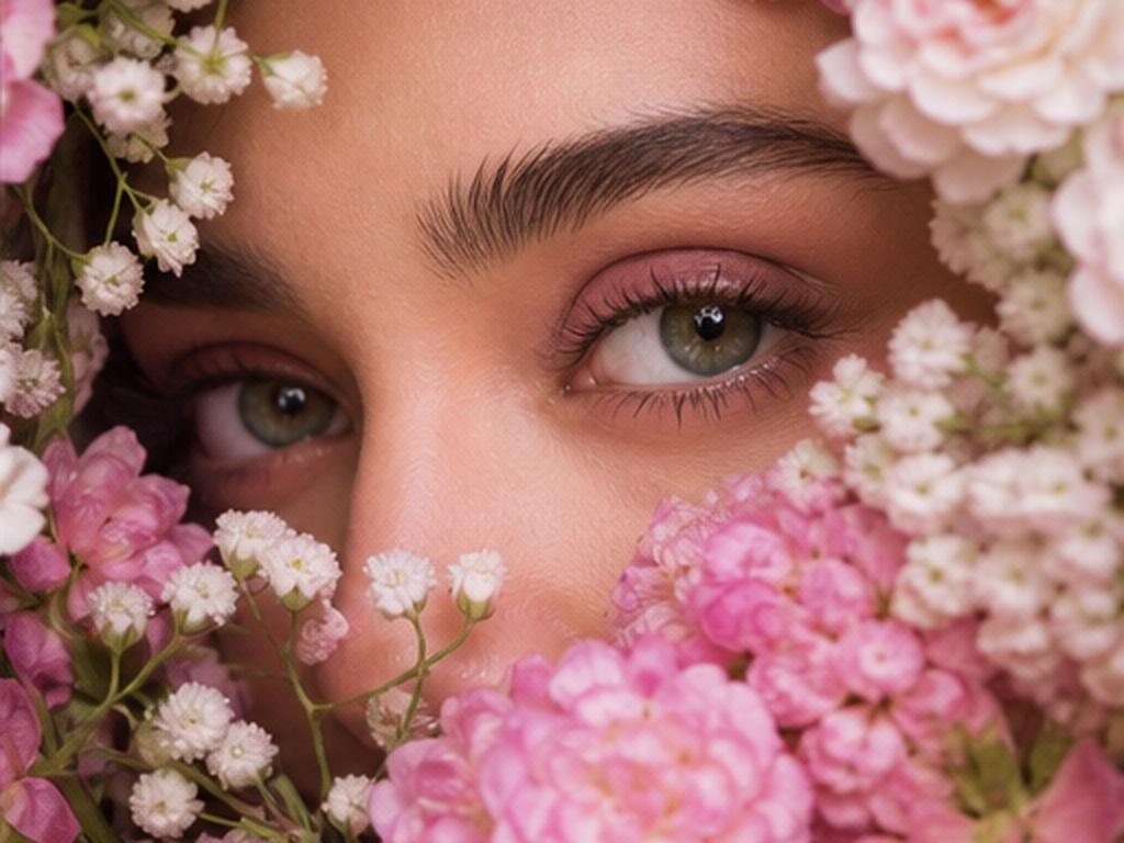 Aesthetic Beautiful Eyes Prompt For Girls prompt example 3 - Flower-framed eyes