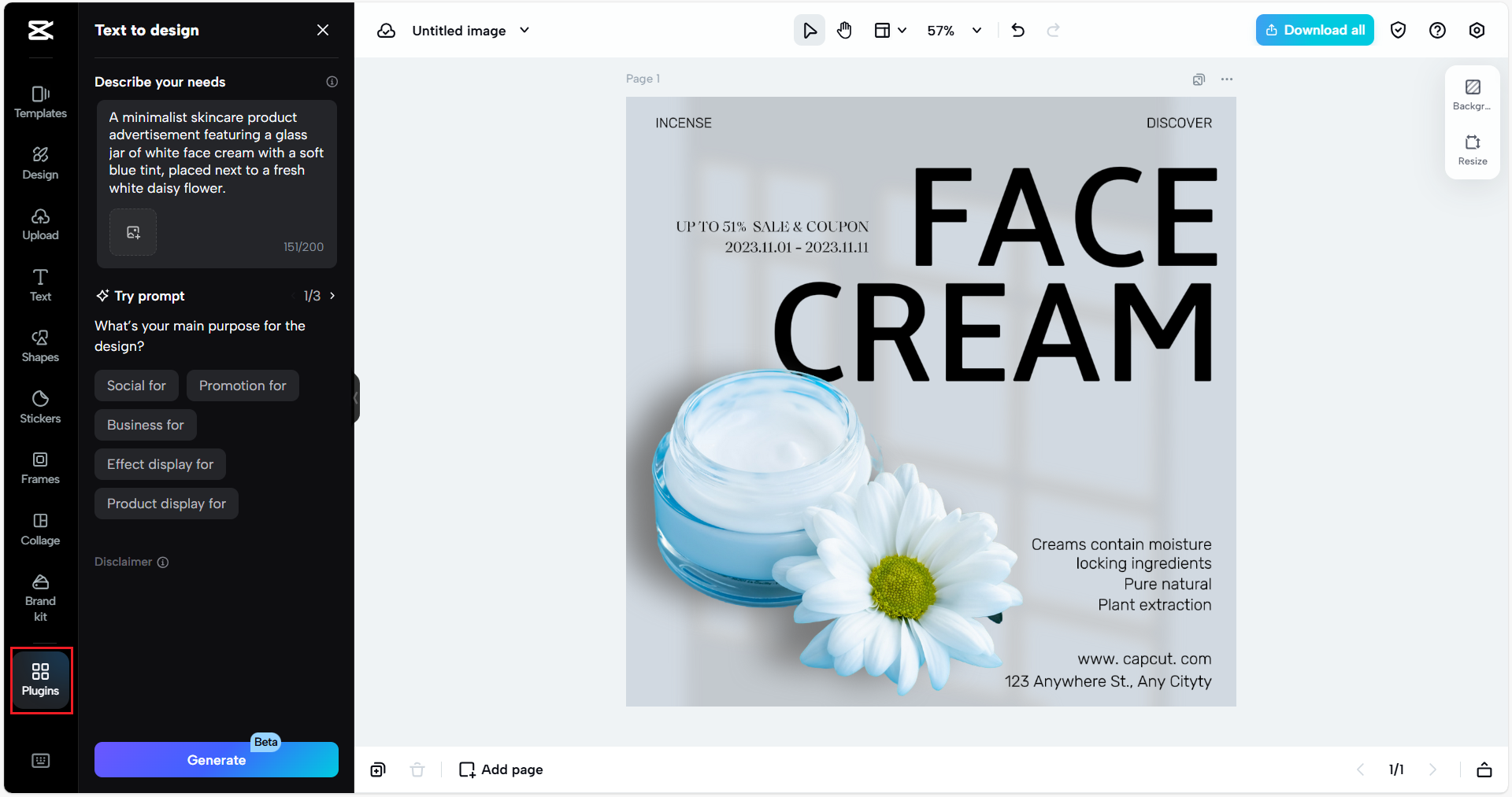 Outil de CapCut Web pour la transformation de texte en design