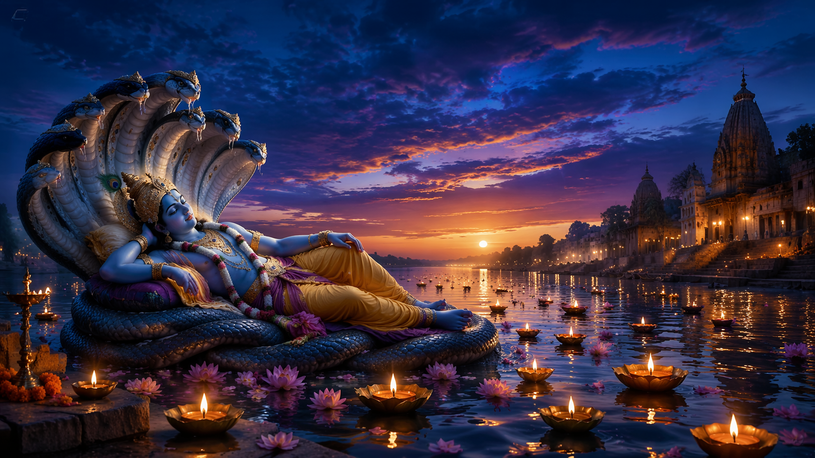 Dreamina Devshayani Ekadashi AI uppmanar snabbt exempel 5: Serene Floral Mandap