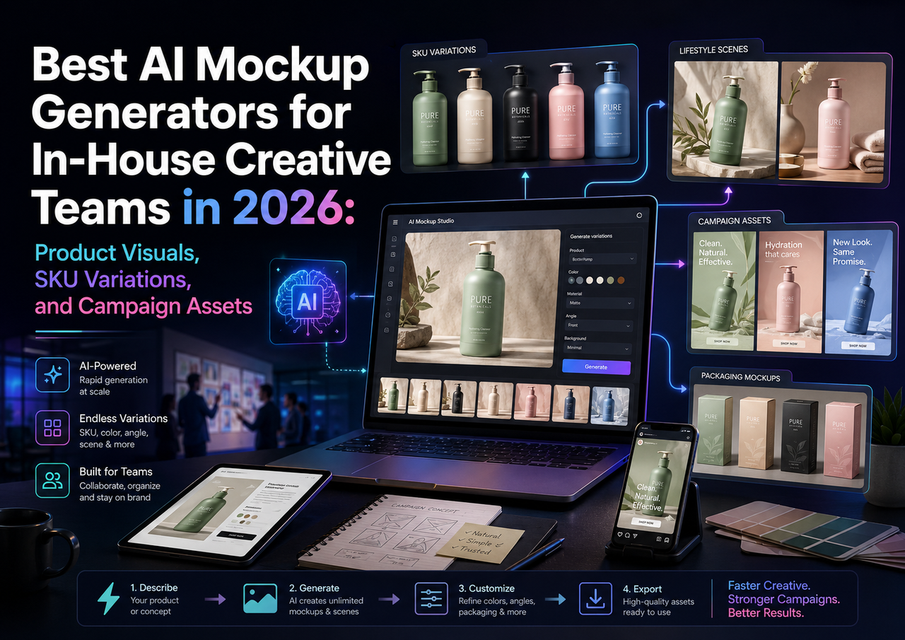Beste KI-Mockup-Generatoren für hauseigene Kreativteams im Jahr 2026: Produktdarstellungen, SKU-Variationen und Kampagnenressourcen