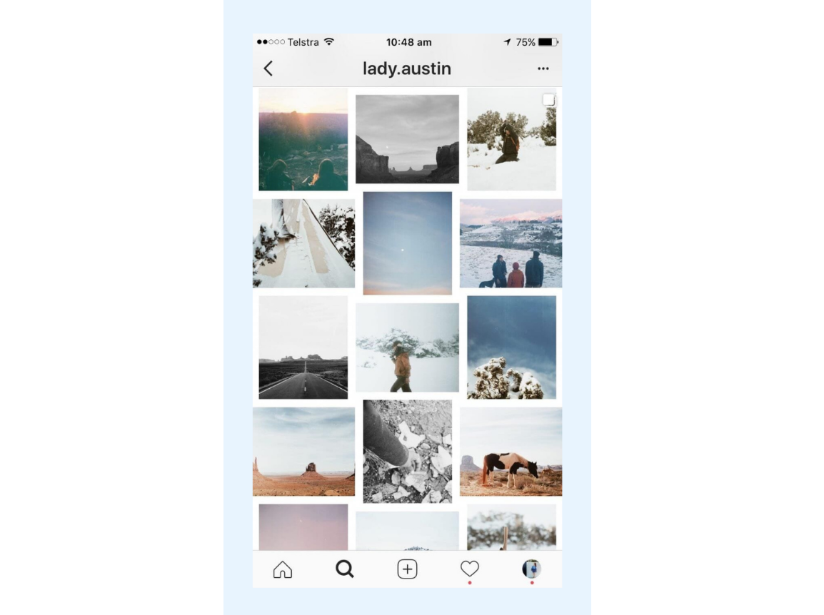Mise en page du profil Instagram du tableau à thème