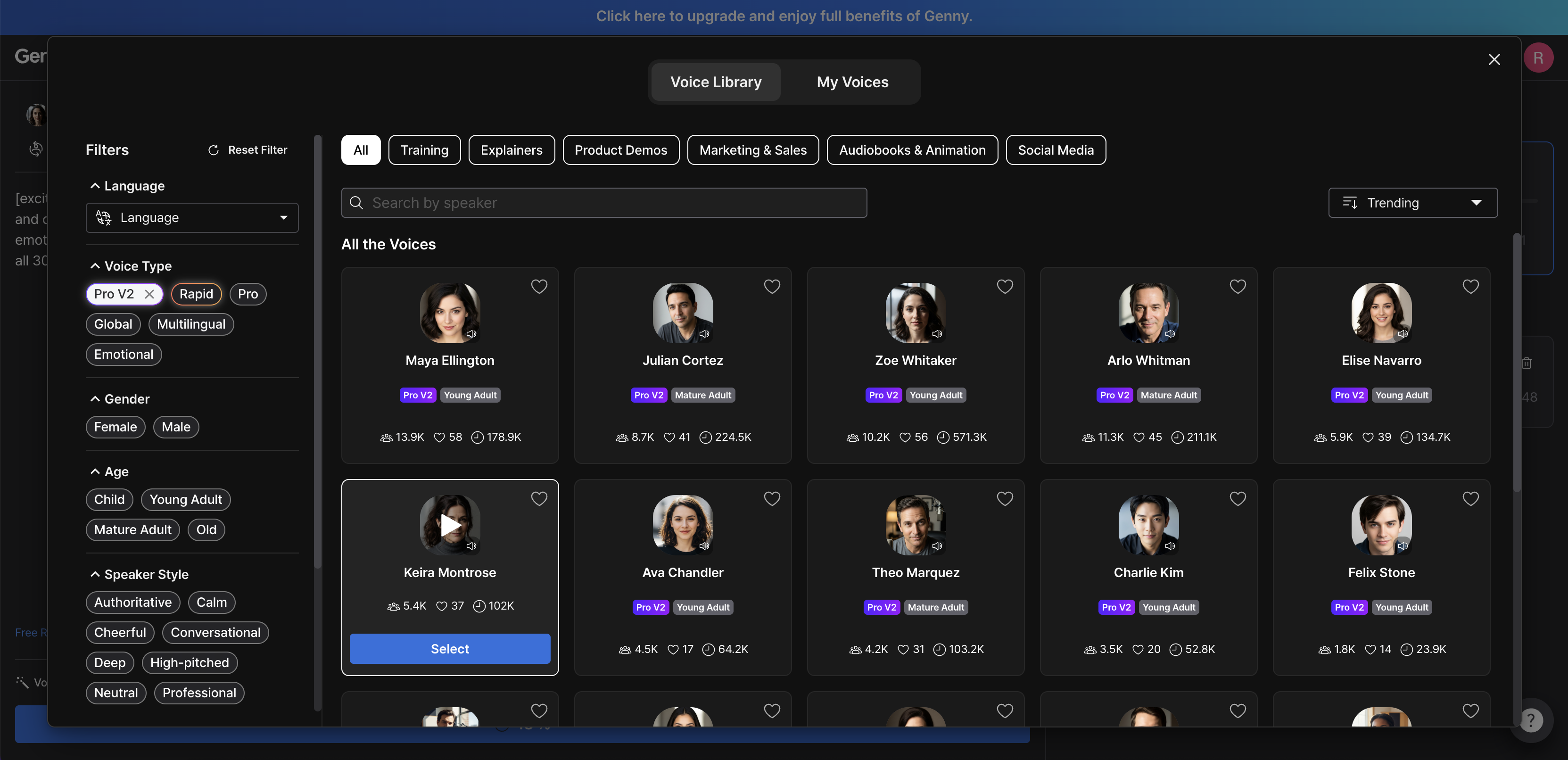 LOVO AI narration voice generator