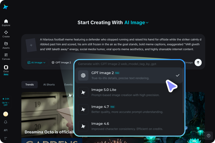 Select the image model and generate
