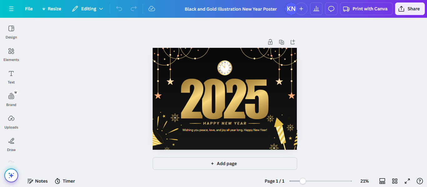Make a New Year poster at Canva