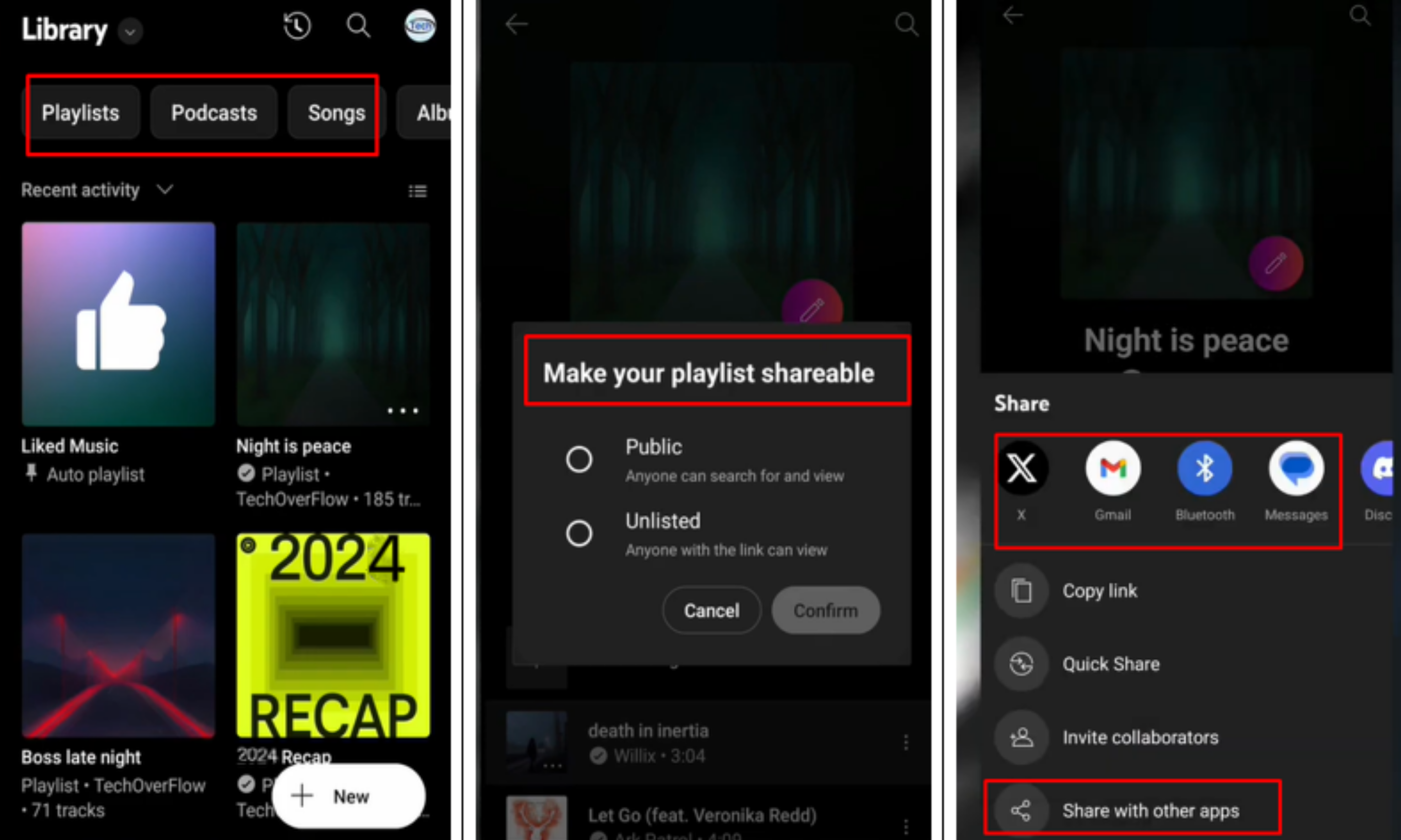 Image montrant comment partager de la musique YouTube enveloppée