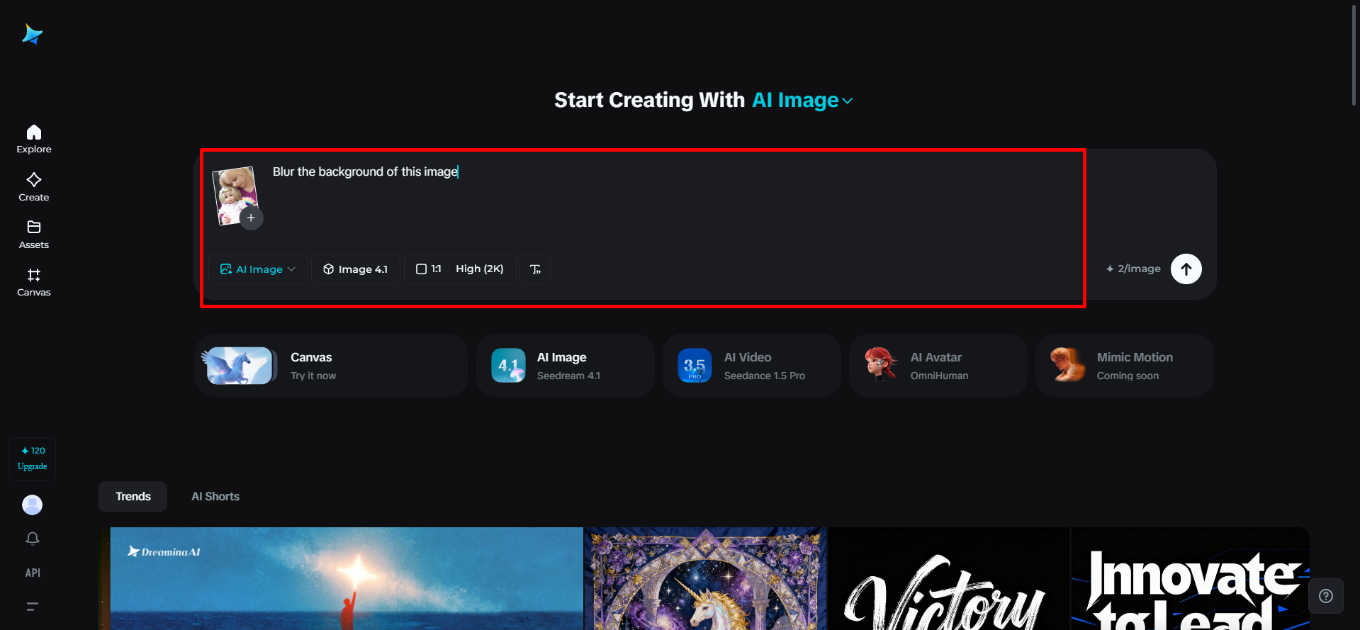 Uploading the image