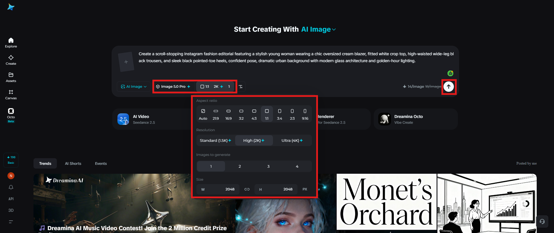Customize settings and generate