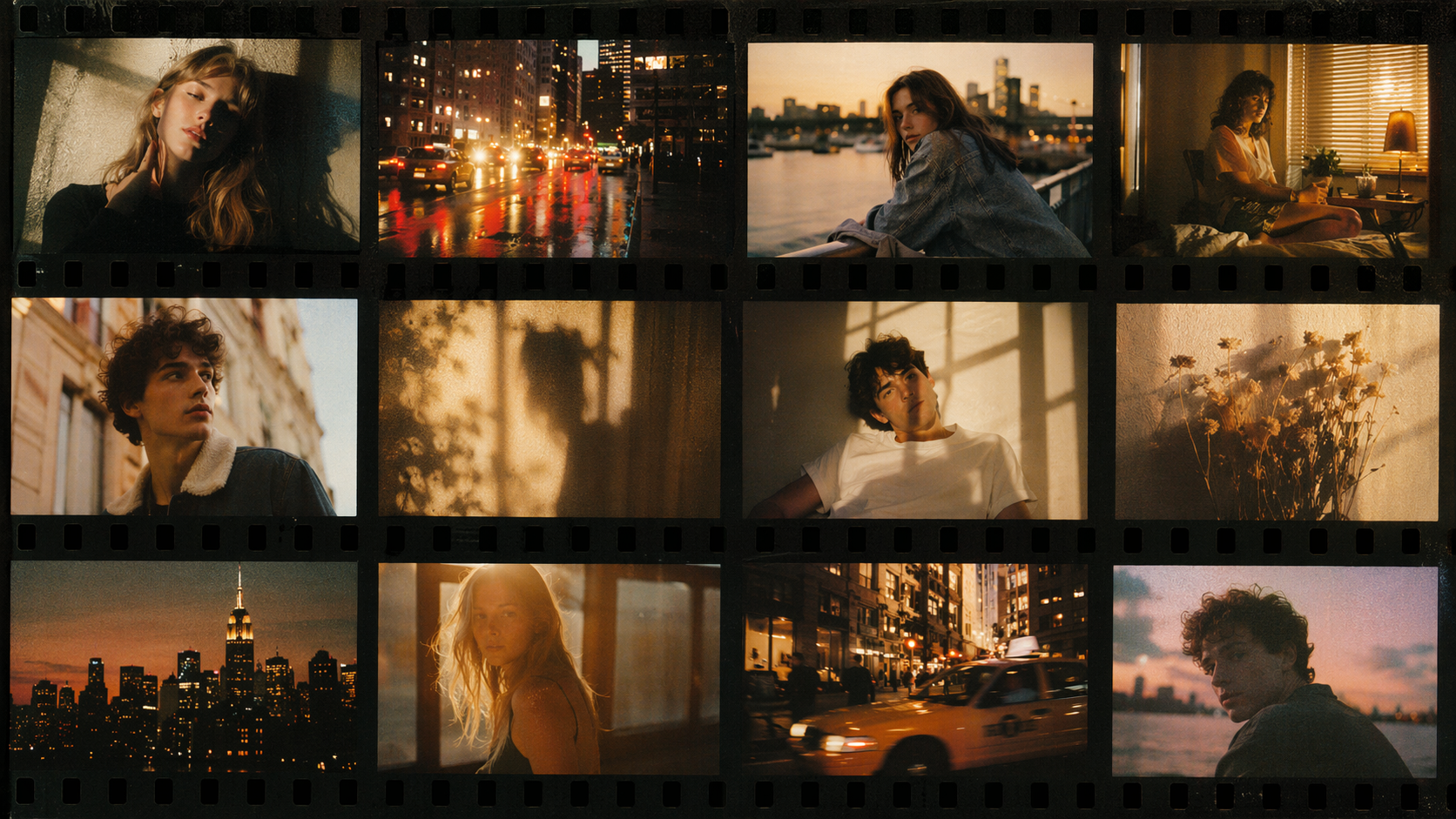 Exemple d'invite de filtre de film Dreamina Kodak 6 : Collage inspiré de la feuille de contact