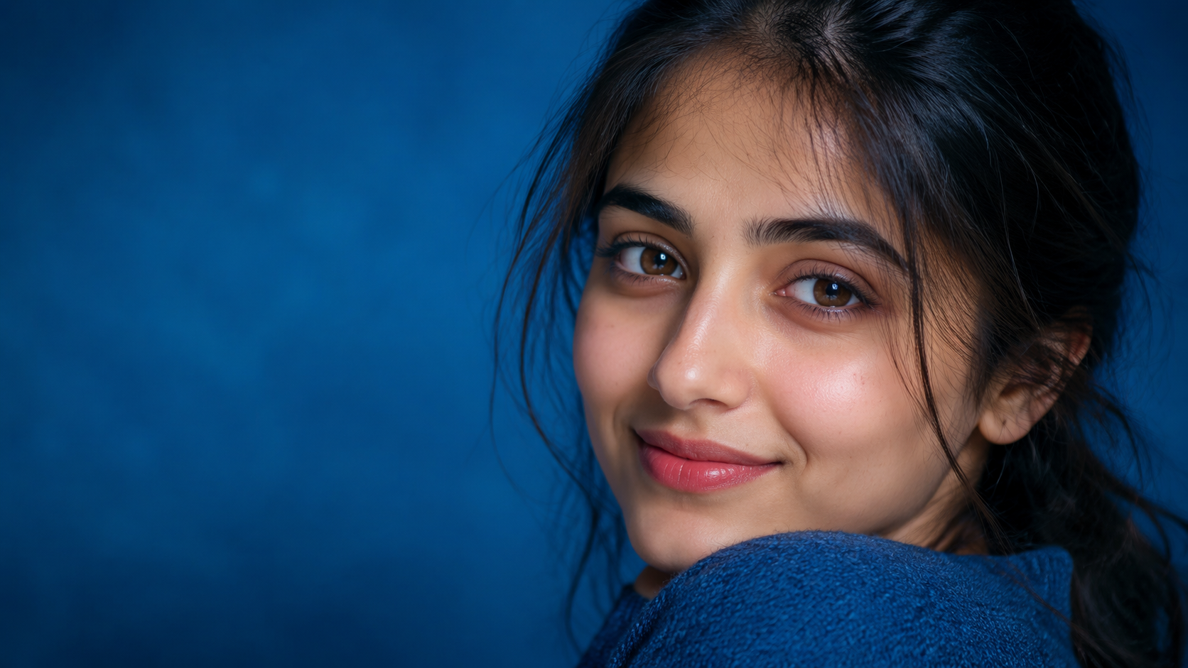 Dreamina Blue Close-Up Portrait DP Prompts prompt example 6: Editorial Mood Test