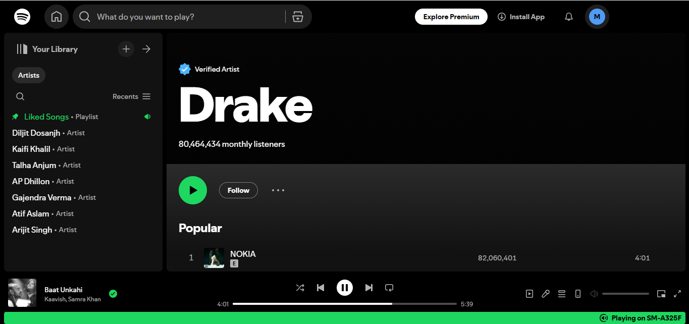 Drake - inclus dans les meilleurs artistes de Spotify de tous les temps