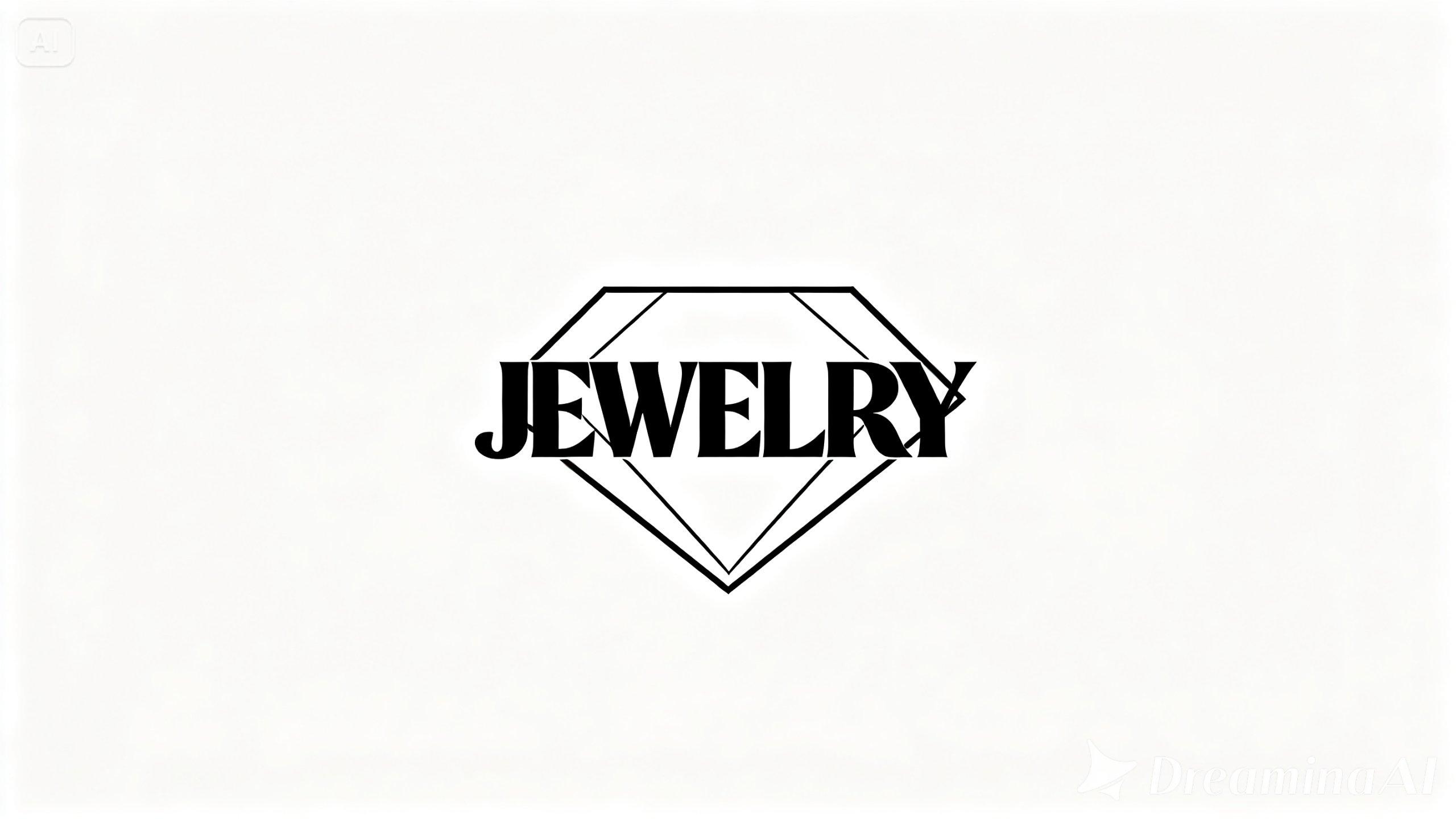modern jewelry logo using bold sans-serif and geometric diamond-shaped outline