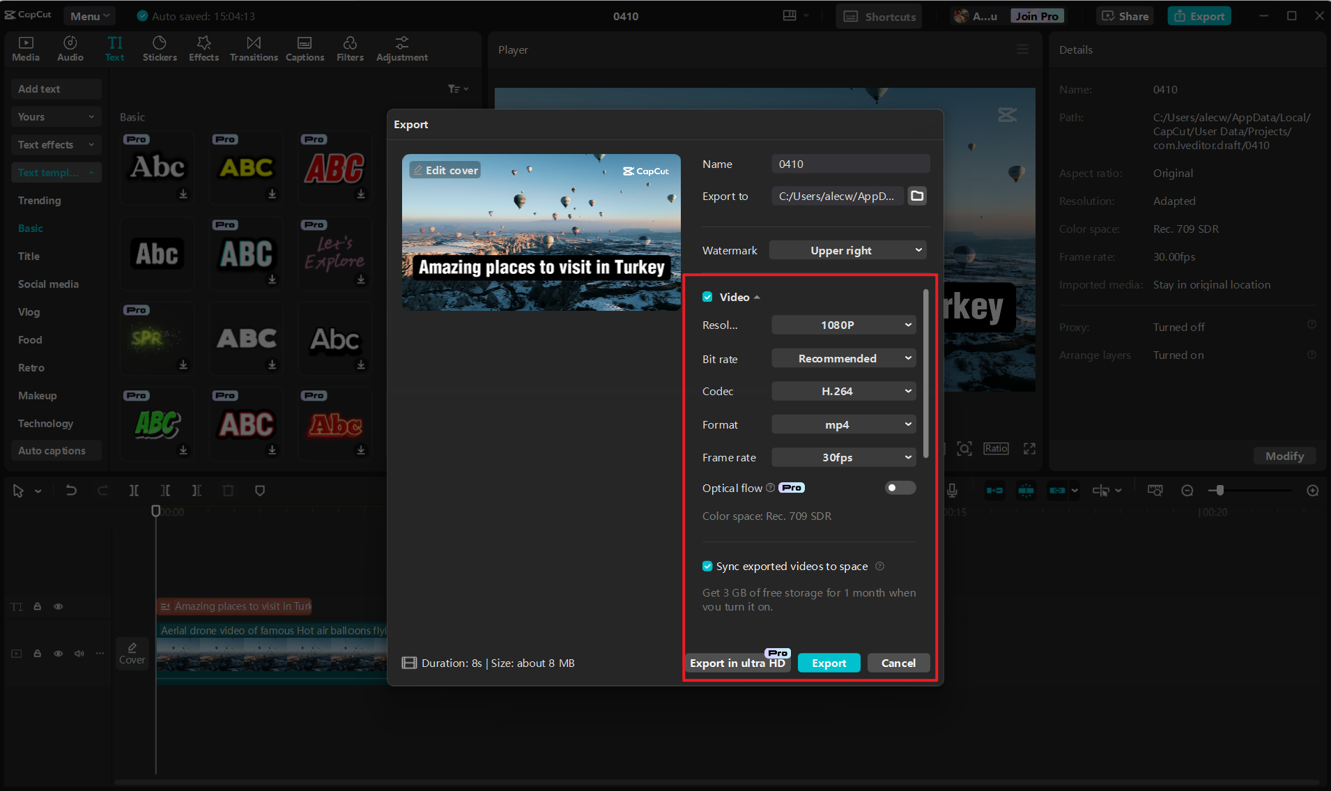 Export your video