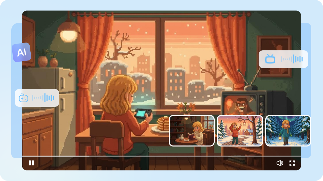 Add immersive audio to complete your pixel art video