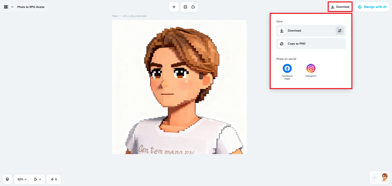 Scarica l'immagine del tuo avatar