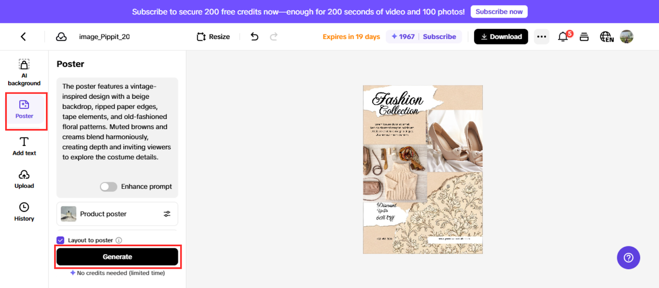 Make your sales poster for online auctions