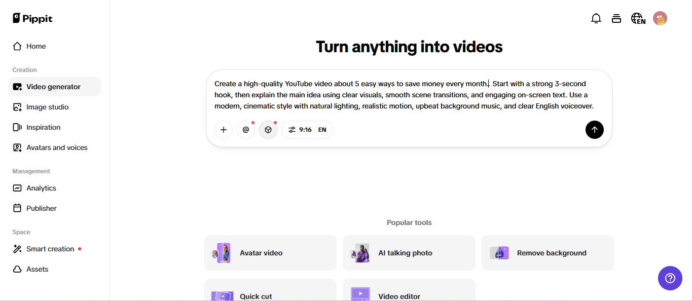 Open the video generator