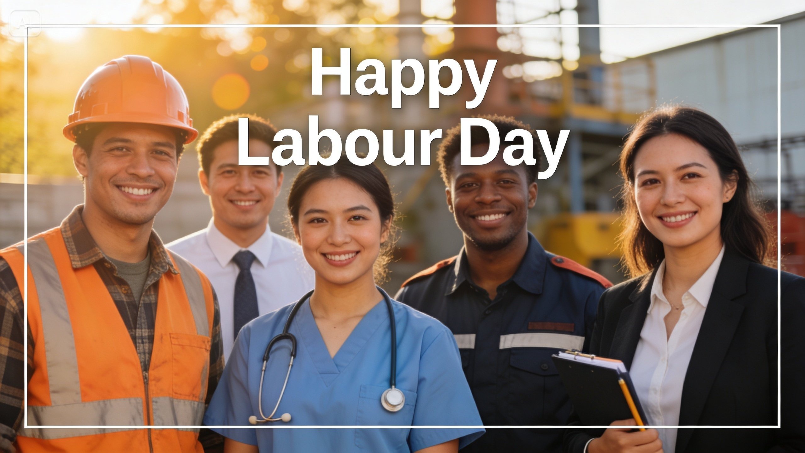 Multi-size export en video-ready Labor Day-kaart