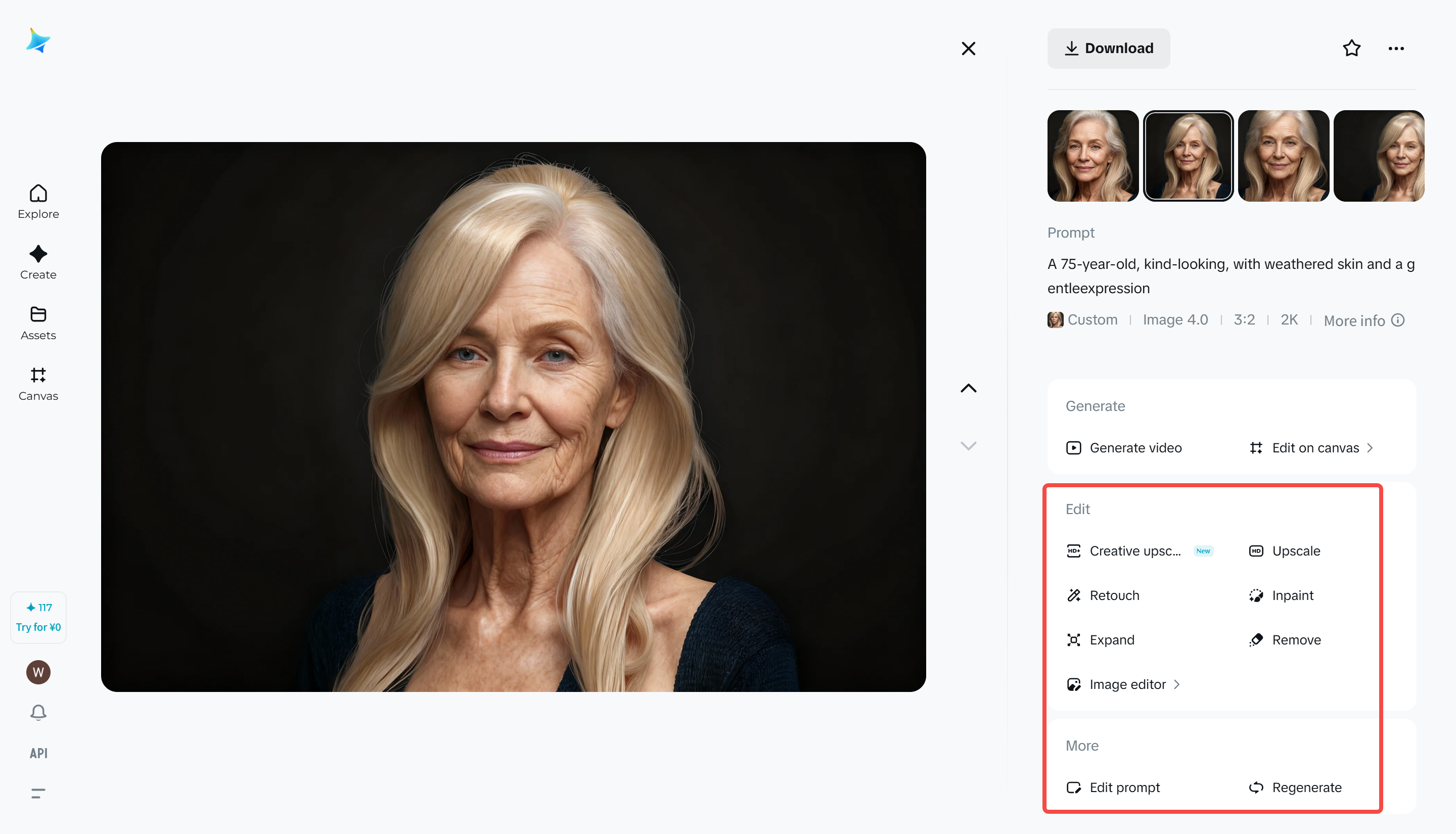 Generating an aged face