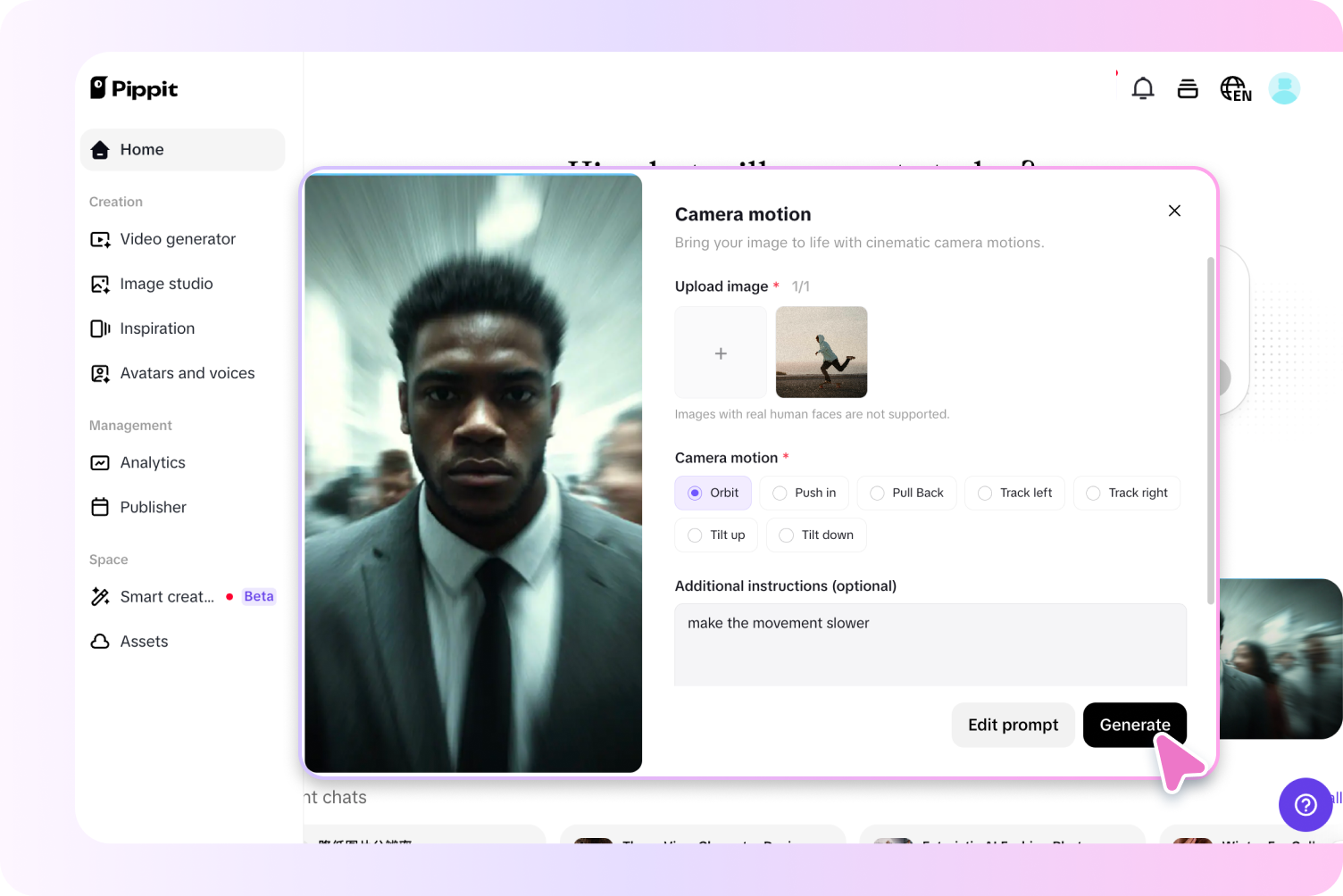 AI Camera Motion: Cinematic Camera Movement Videos with Pippit