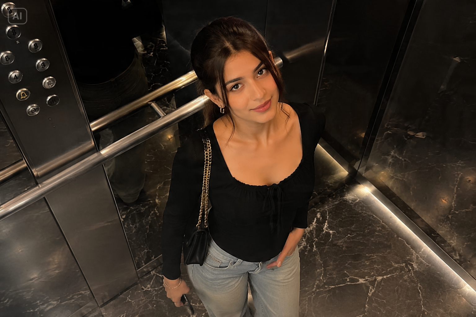 Copy and paste elevator AI photo overhead prompt