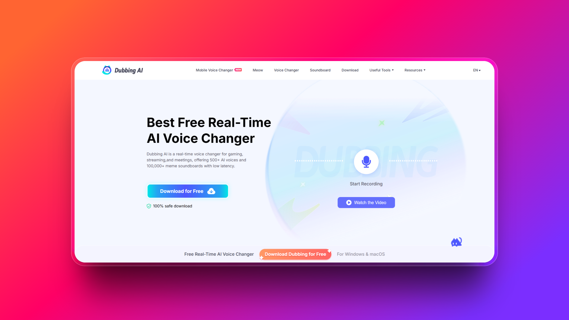 Modificatore vocale in tempo reale di Dubbing AI
