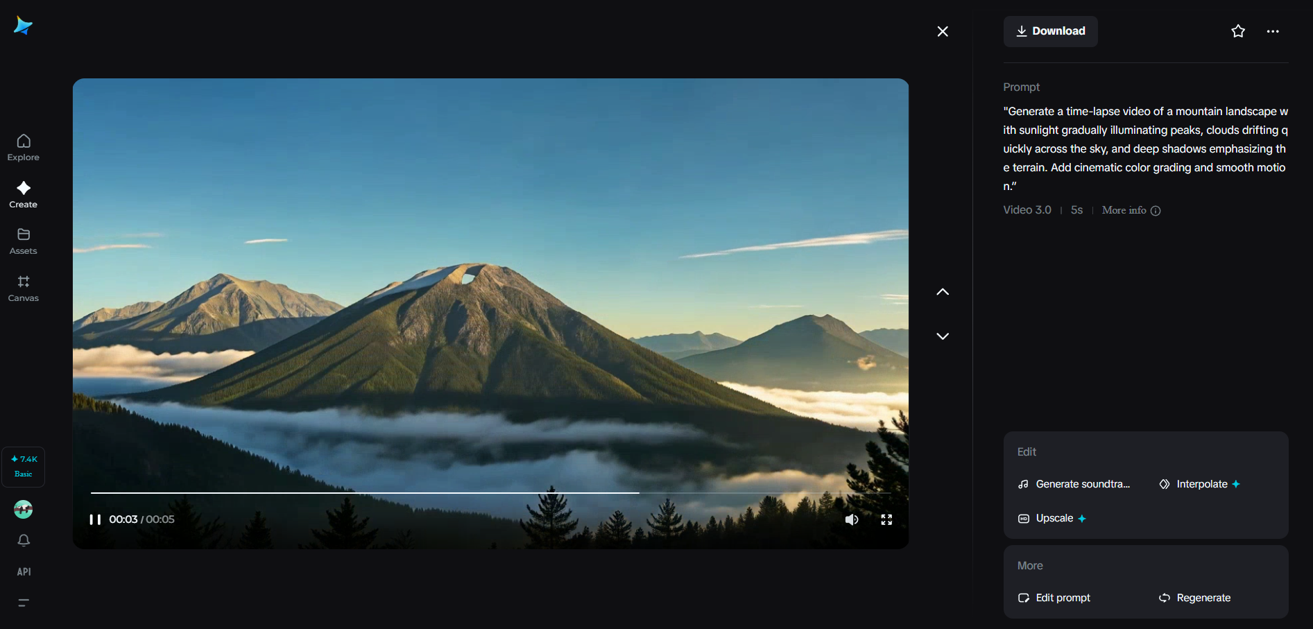 Imagini time-lapse ale unui peisaj montan