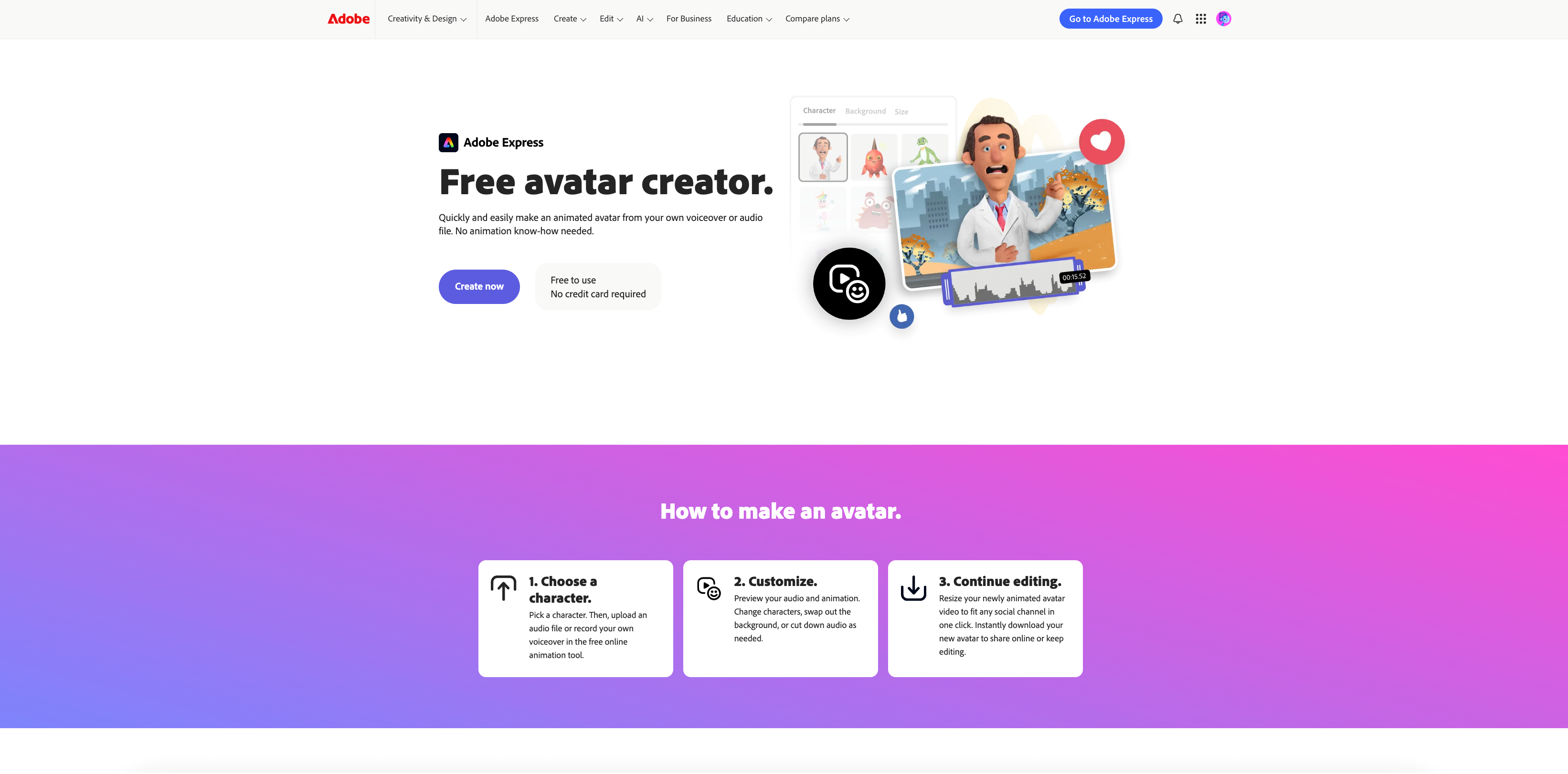 Adobe Express avatar-skapare