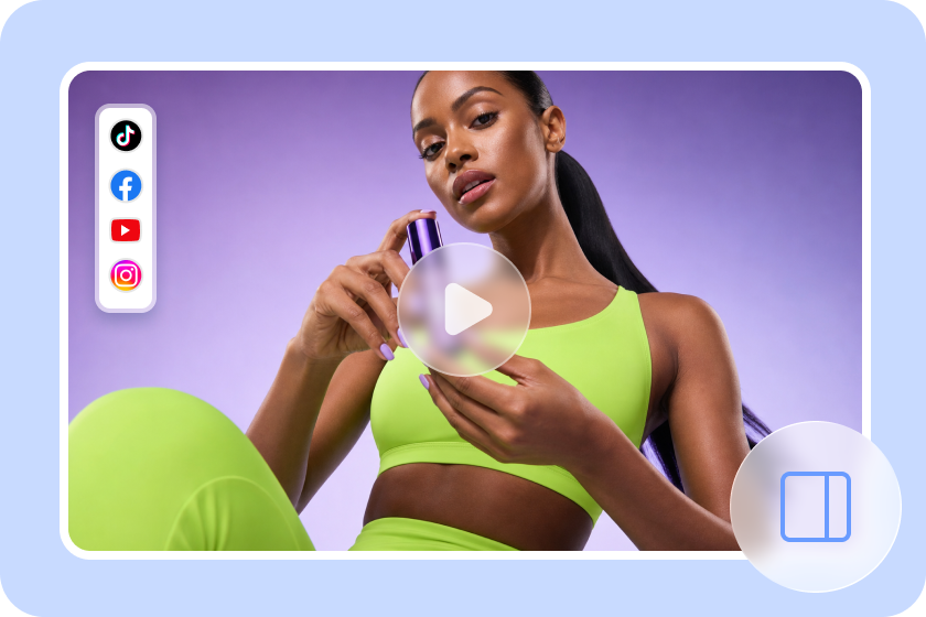 Creator holding a product in a colorful campaign-style portrait.