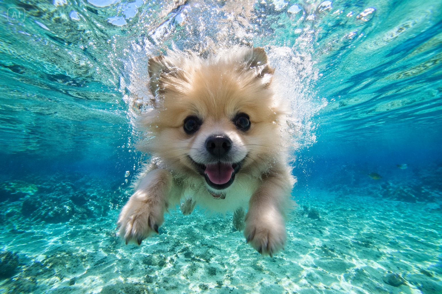 Pet swimming in tropical seas