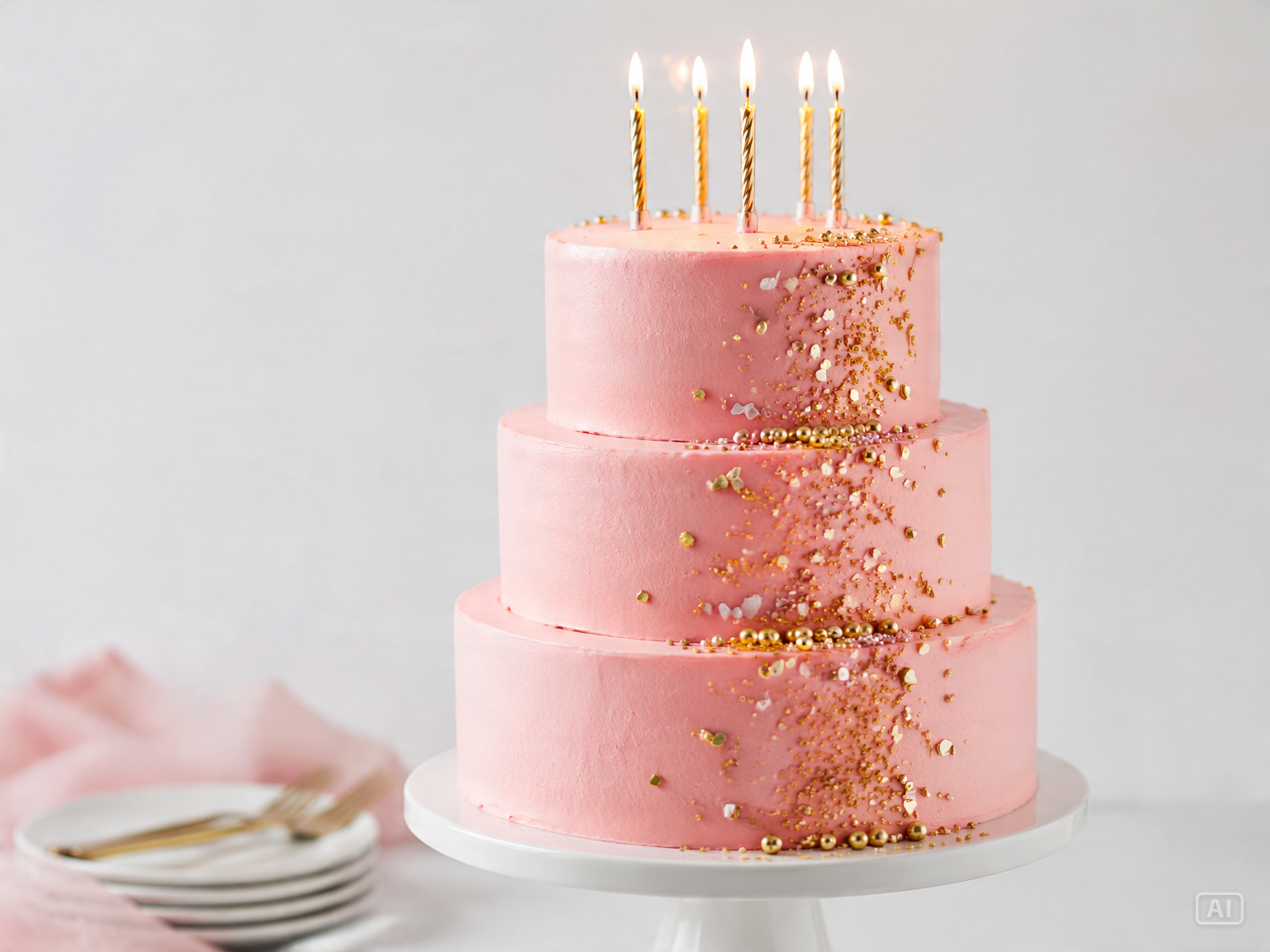 Pastel pink birthday cake image generated by Pippit