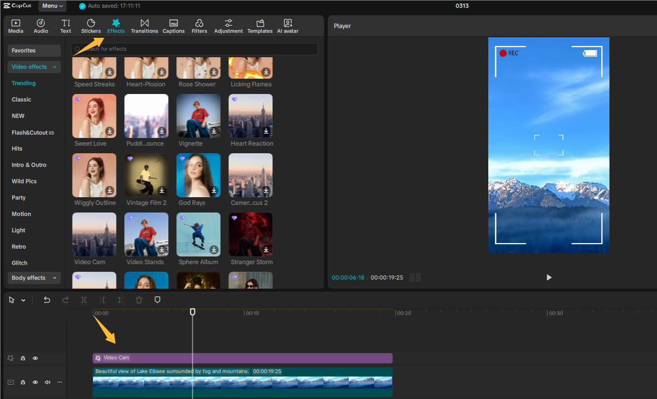 Add a video effect in CapCut on PC