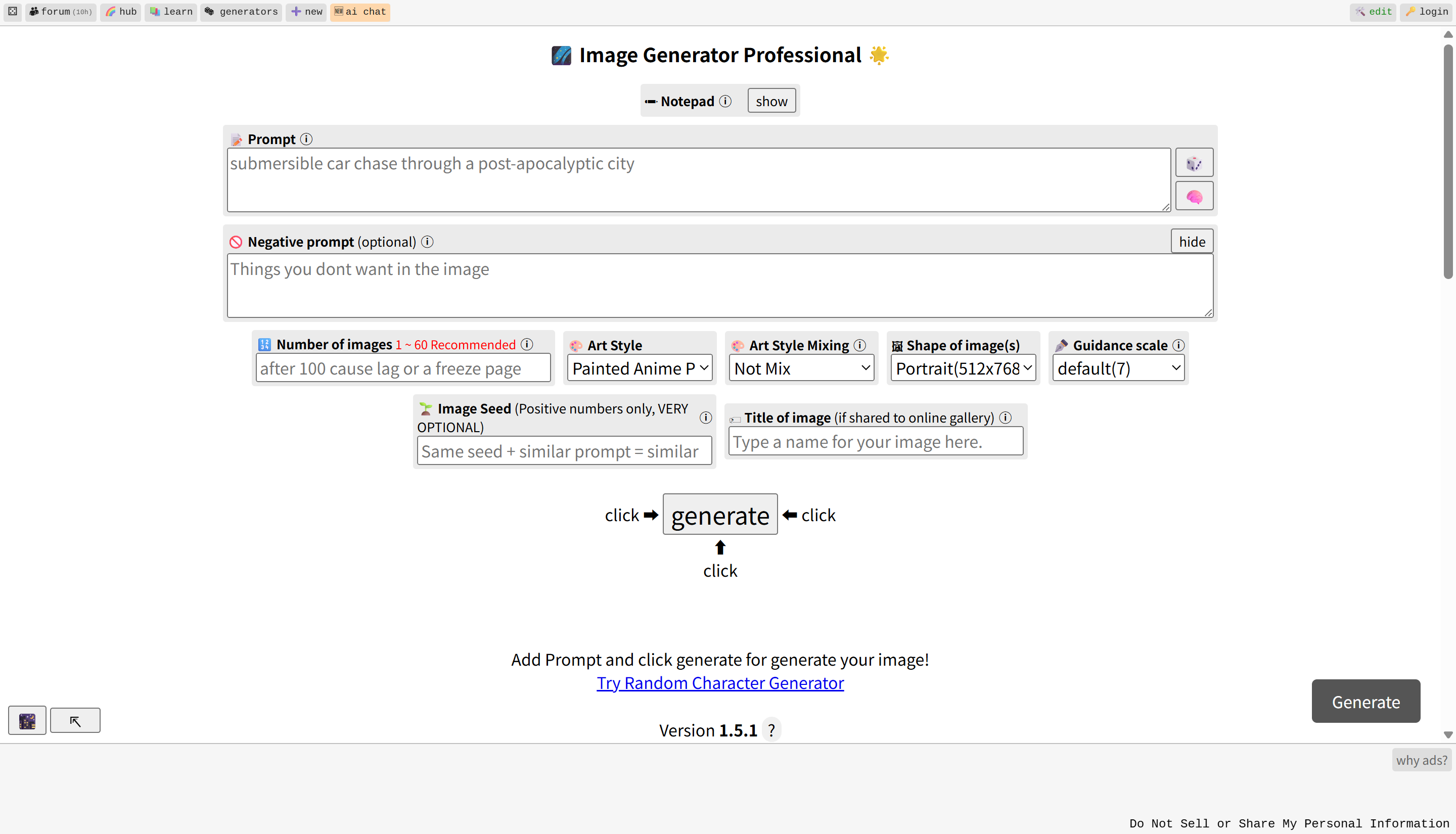 Perchance AI image generator